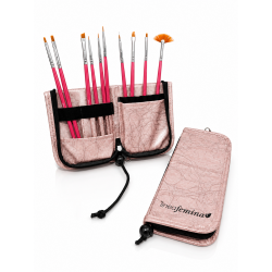 Set de Pinceaux Nail Art Professionnels avec Trousse Rose Linea Femina
