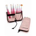 Set de Pinceaux Nail Art Professionnels avec Trousse Rose Linea Femina