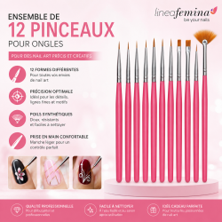 Set De 12 Pinceaux Nail Art