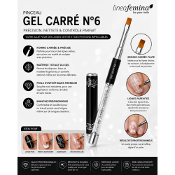 Pinceau Gel Carr&eacute; 6 Professionnel Noir Strass