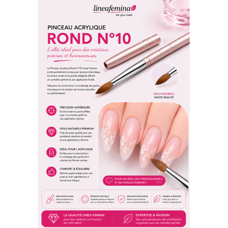 Pinceau Acrylique Oval10 Kolinsky Professionnel Linea Femina