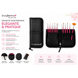 Set de Pinceaux Nail Art Professionnels avec Trousse Rose Linea Femina