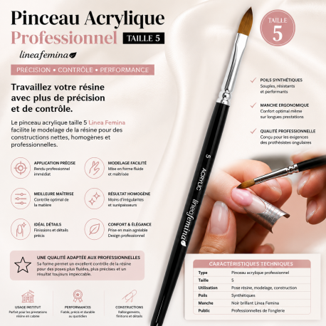 Pinceau Acrylique 3D Professionnel Taille 5 Linea Femina