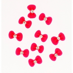 Noeud Rouge Rond Strass 10 Pieces