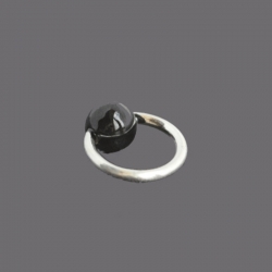 Piercing Anneau Argent Boule Noire