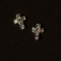 Mini Croix Argent Strass Clear 2Pcs